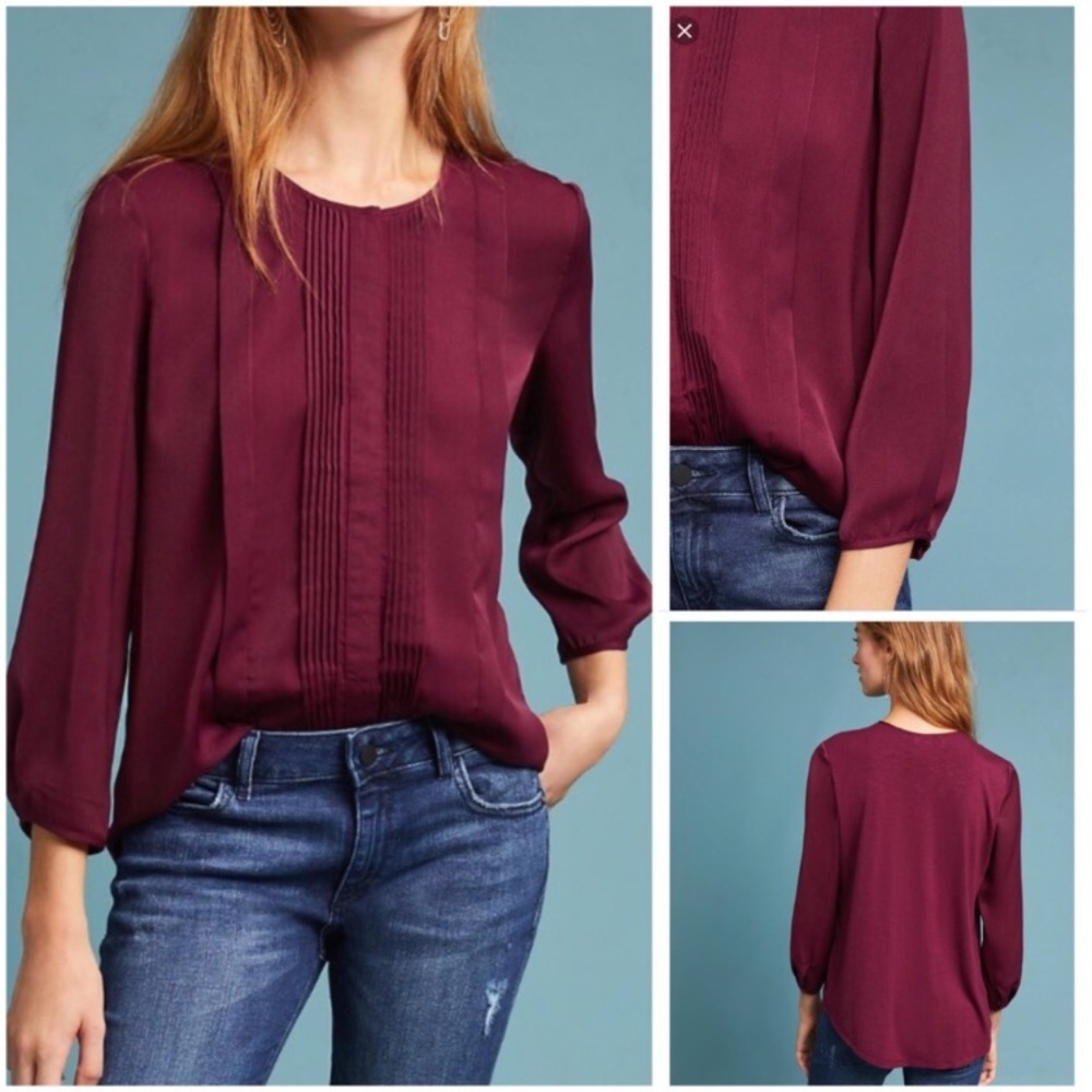 NWT Anthropologie Woven Tuxedo Shirt Size M